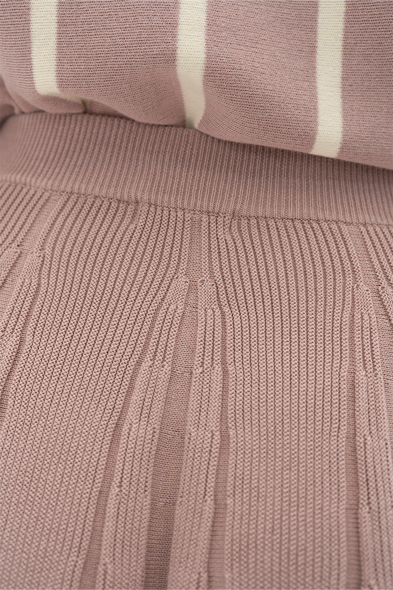Essential Pleated Knit Mini Skirt In Mauve Pink