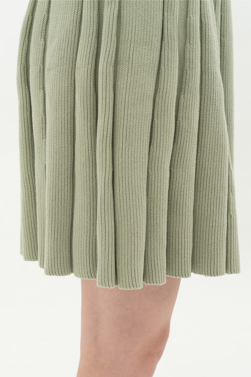Essential Pleated Knit Mini Skirt In Sage Green