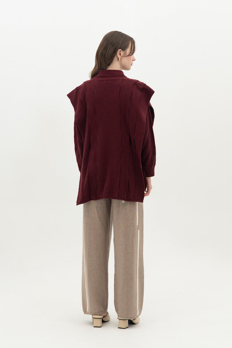 Essential Side-Tie Vest In Maroon