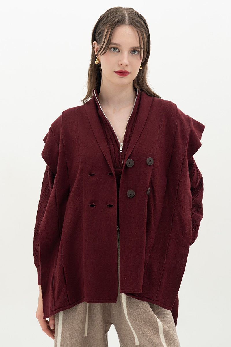 Essential Side-Tie Vest In Maroon