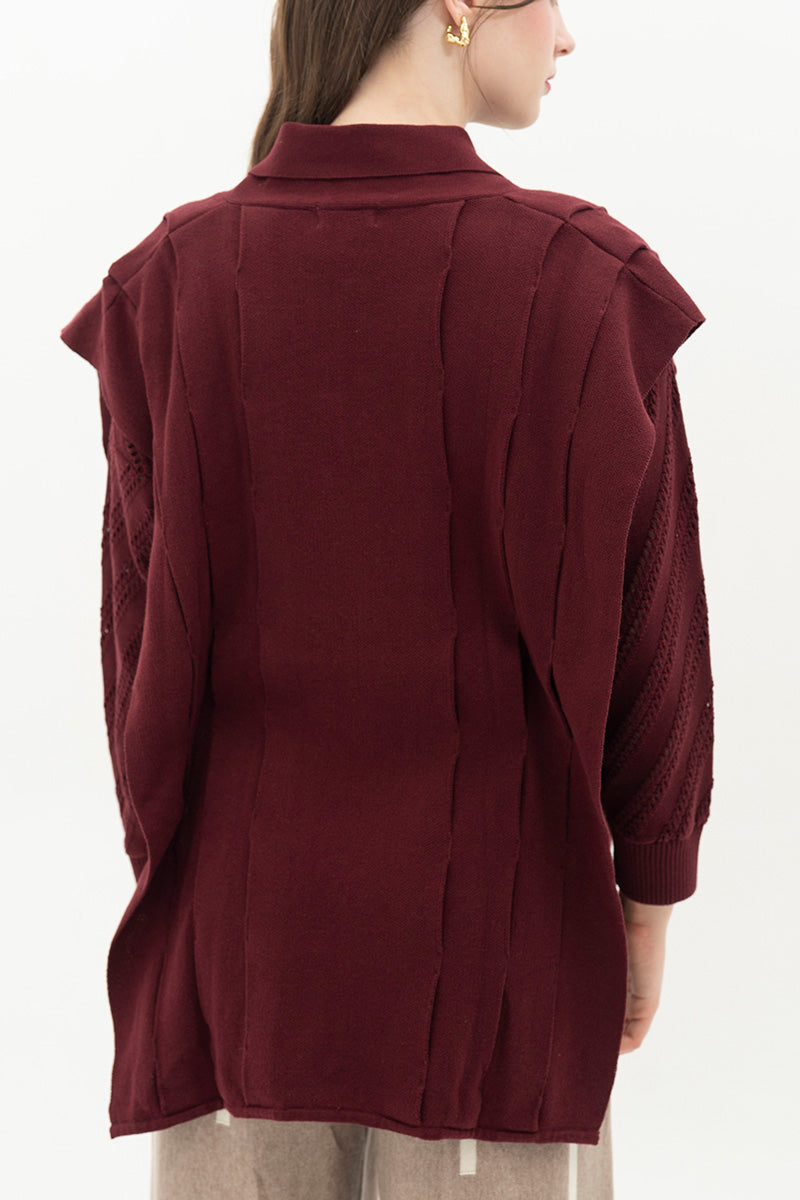 Essential Side-Tie Vest In Maroon