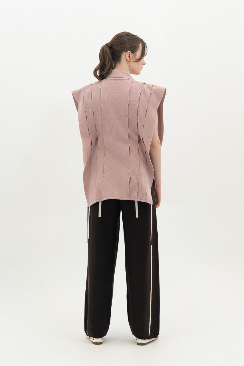 Essential Side-Tie Vest In Mauve Pink