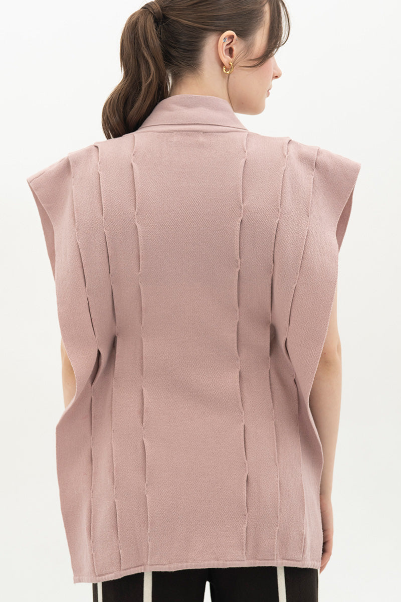 Essential Side-Tie Vest In Mauve Pink