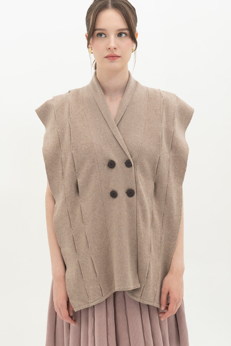 Essential Side-Tie Vest In Taupe