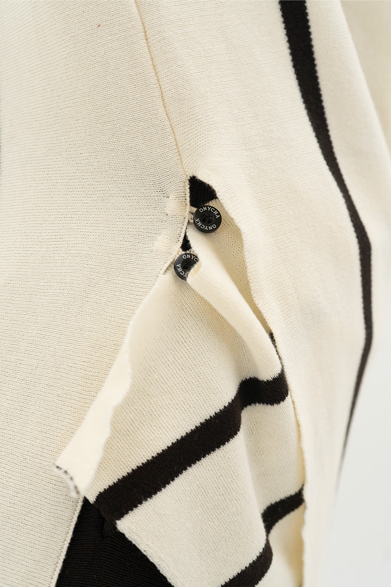 Essential Striped Cross-Button Top In Cream
