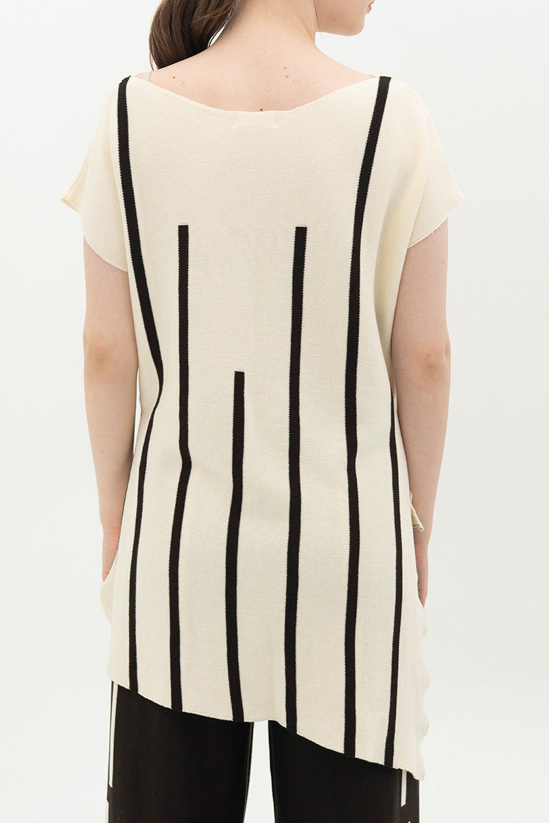 Essential Striped Cross-Button Top In Cream