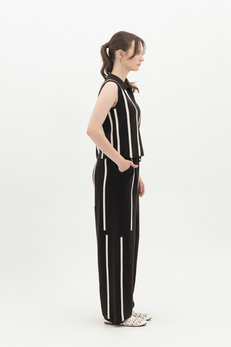 Essential Striped Jogger Pants In Cacao