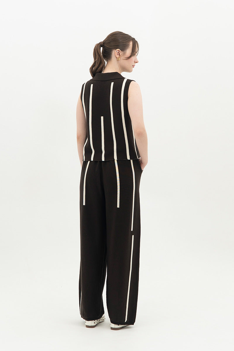 Essential Striped Jogger Pants In Cacao