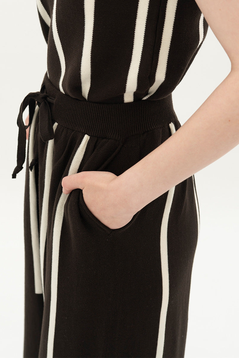 Essential Striped Jogger Pants In Cacao