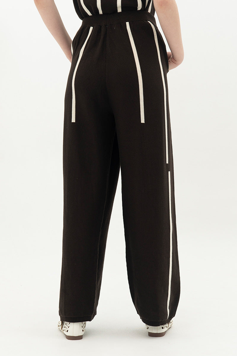 Essential Striped Jogger Pants In Cacao