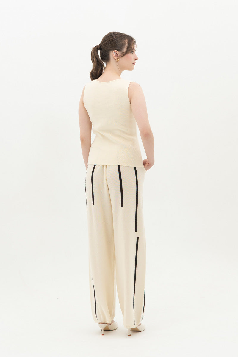 Essential Striped Jogger Pants In Cream