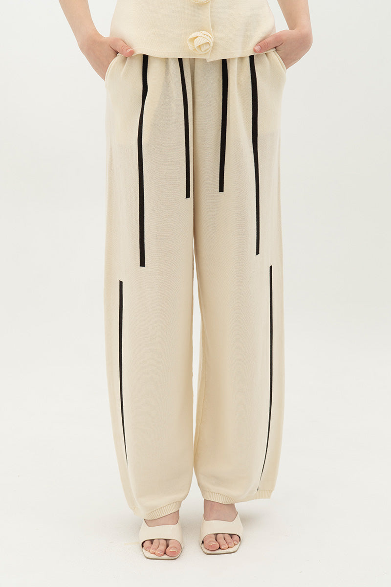 Essential Striped Jogger Pants In Cream