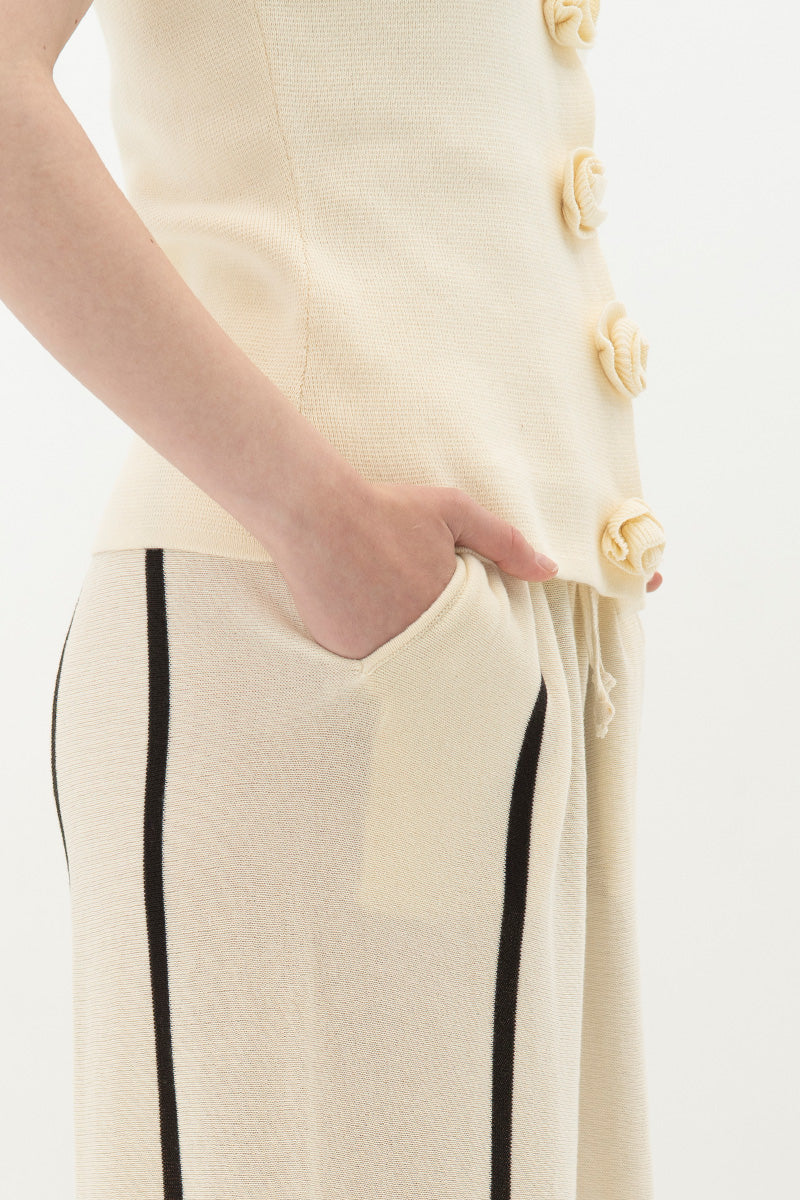 Essential Striped Jogger Pants In Cream