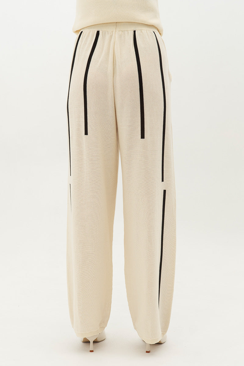 Essential Striped Jogger Pants In Cream