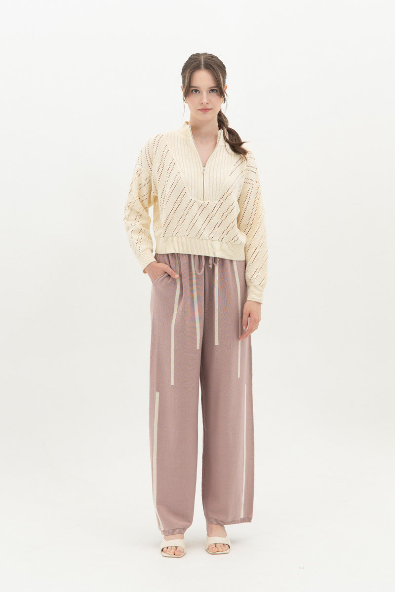 Essential Striped Jogger Pants In Mauve Pink