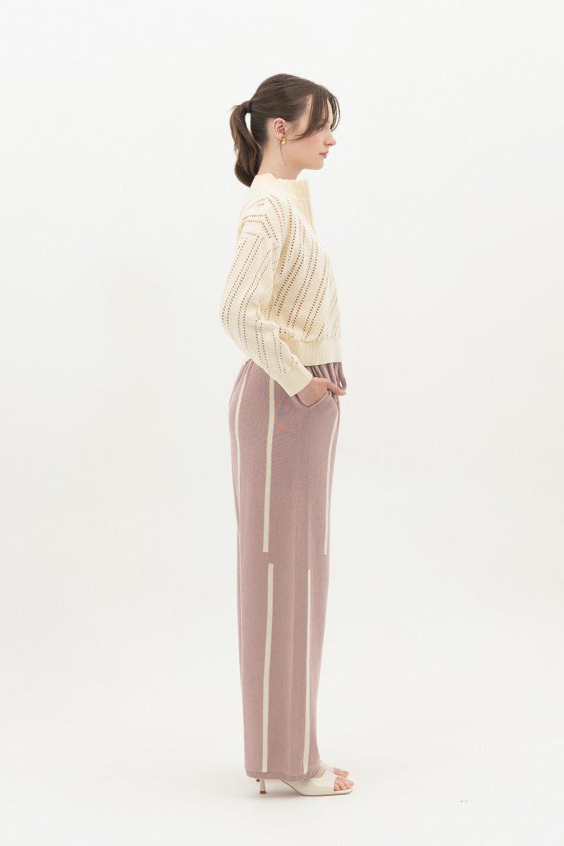 Essential Striped Jogger Pants In Mauve Pink