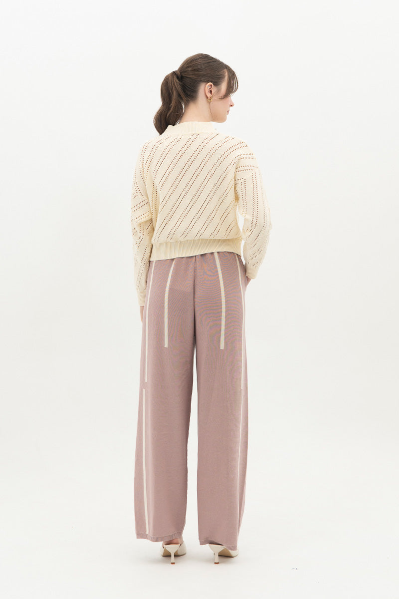 Essential Striped Jogger Pants In Mauve Pink