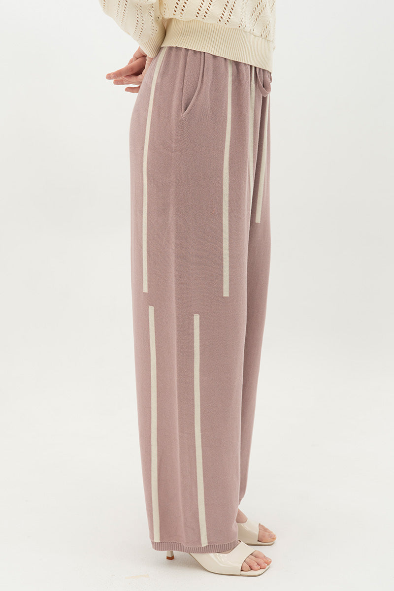 Essential Striped Jogger Pants In Mauve Pink