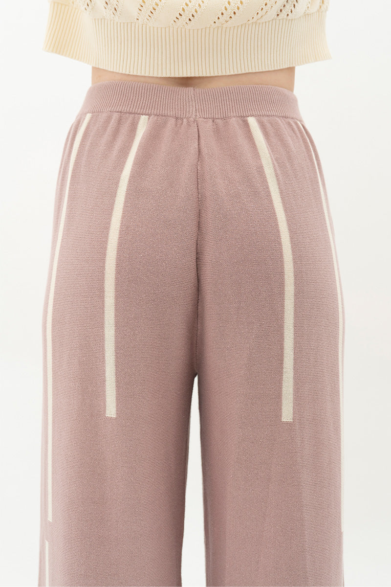 Essential Striped Jogger Pants In Mauve Pink