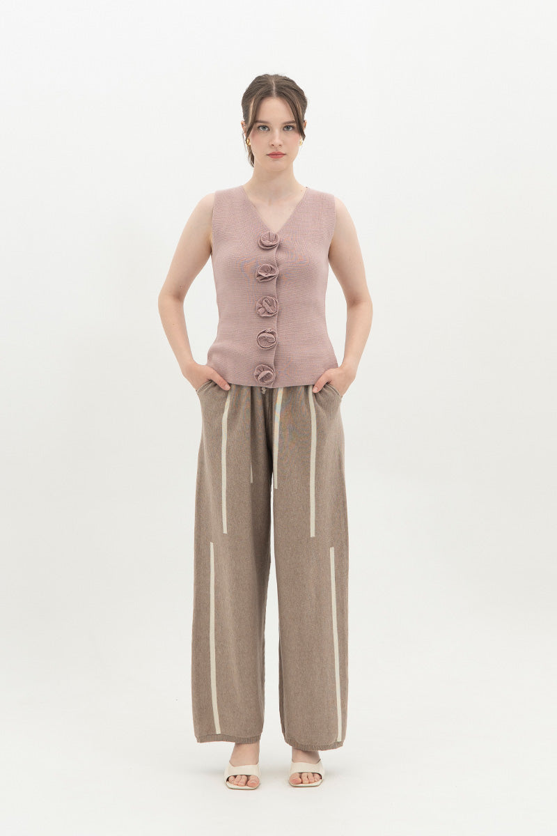 Essential Striped Jogger Pants In Taupe