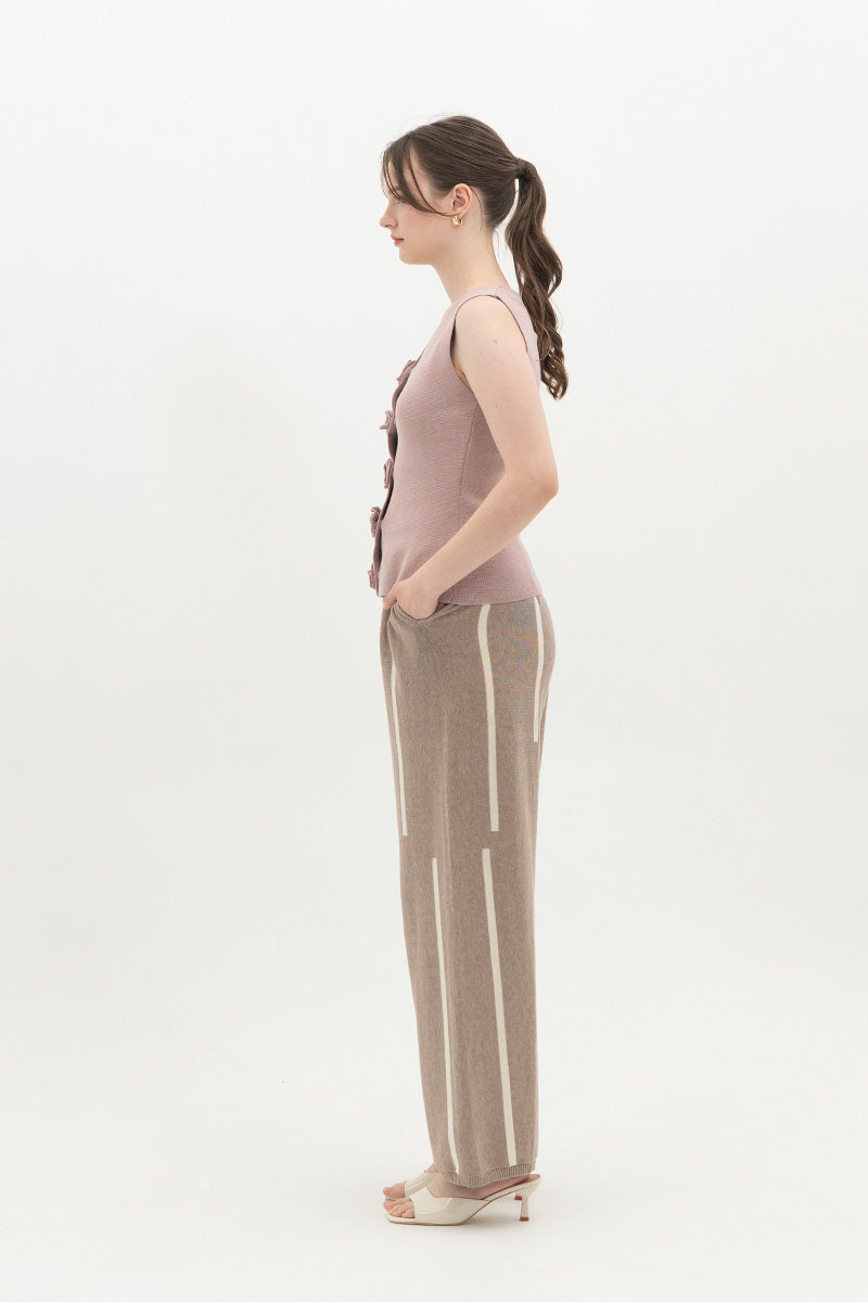 Essential Striped Jogger Pants In Taupe