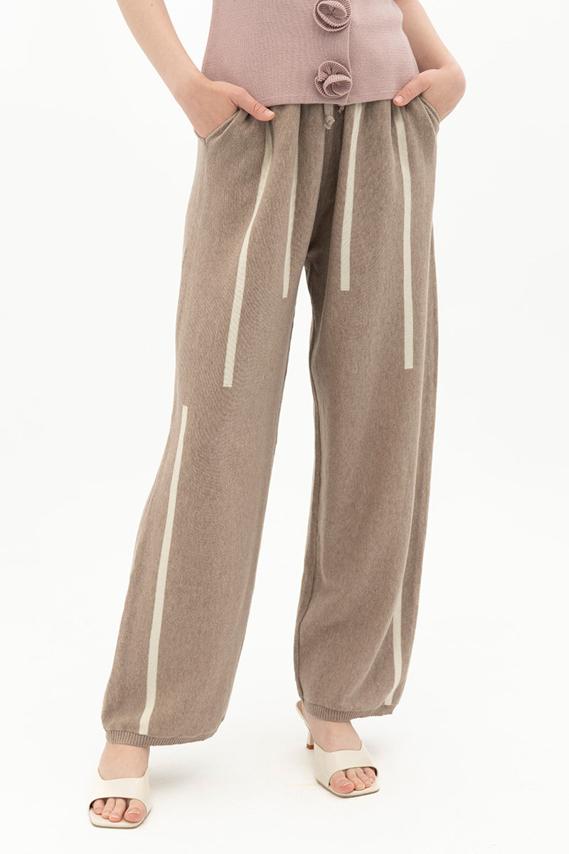 Essential Striped Jogger Pants In Taupe
