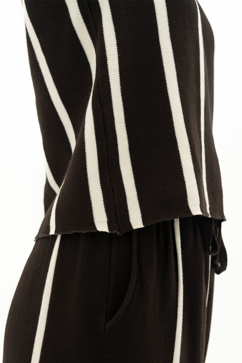 Essential Striped Polo Vest In Cacao
