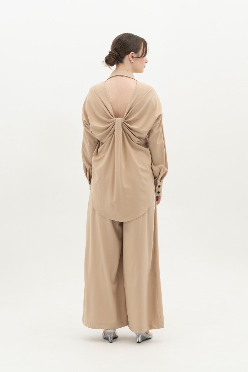 Backless Shirt In Beige