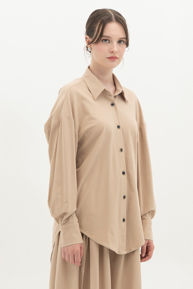 Backless Shirt In Beige