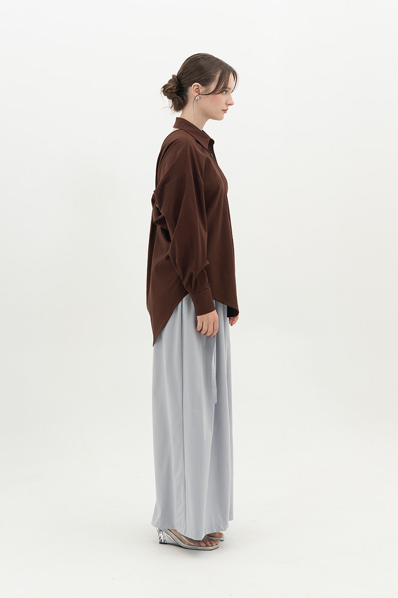 Backless Shirt In Chocolate Brown