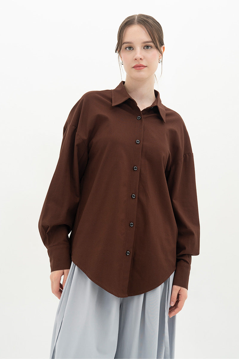 Backless Shirt In Chocolate Brown