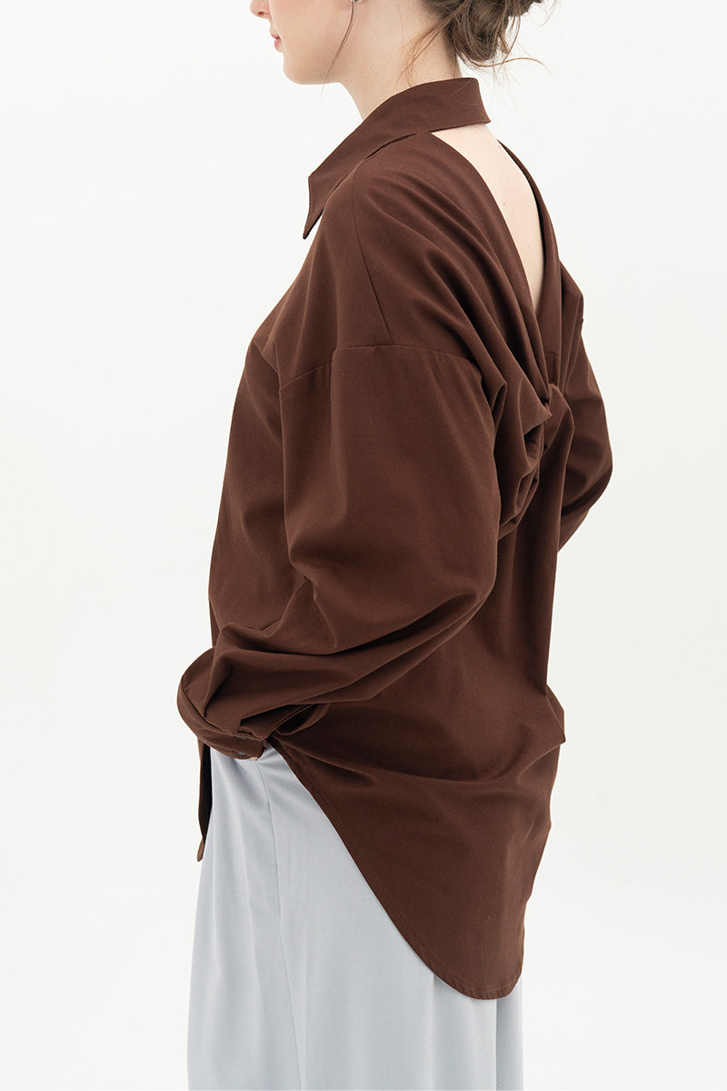 Backless Shirt In Chocolate Brown