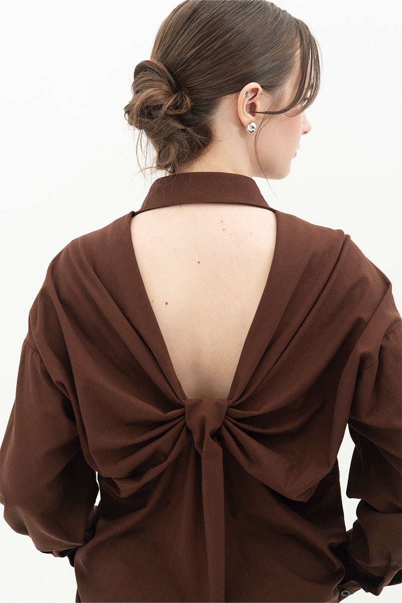 Backless Shirt In Chocolate Brown