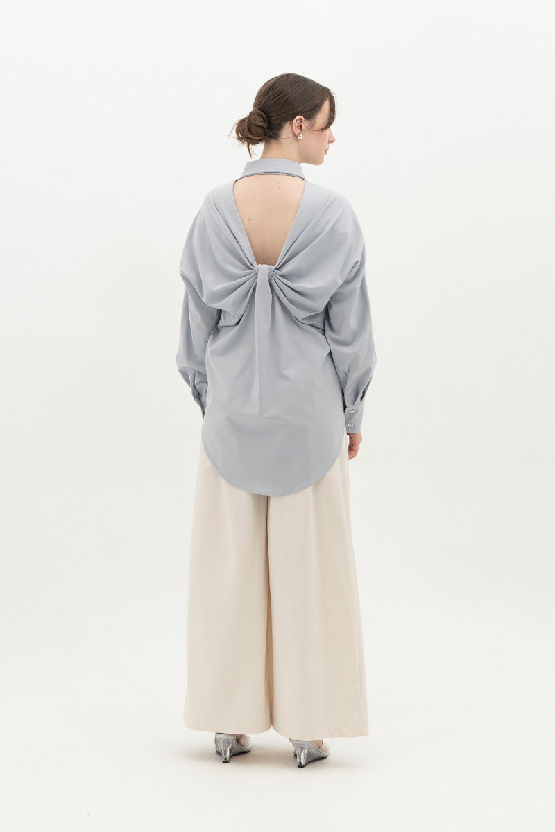 Backless Shirt In Light Slate Grey