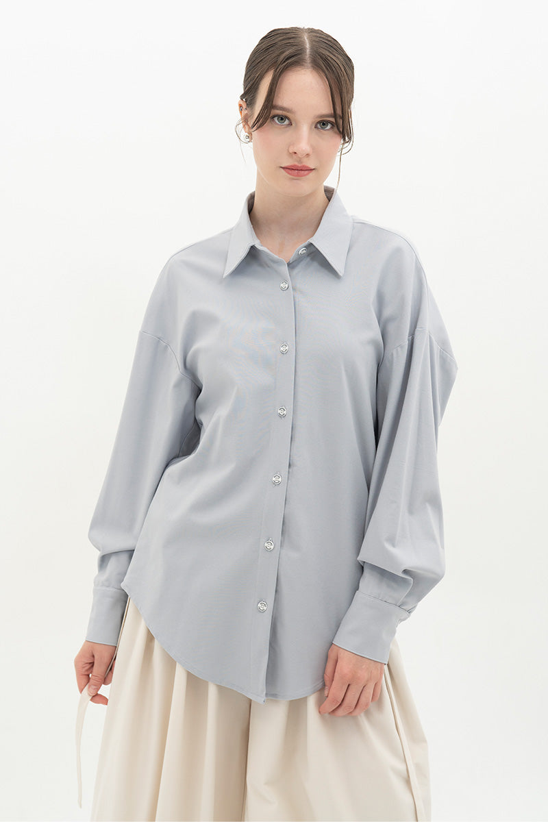 Backless Shirt In Light Slate Grey