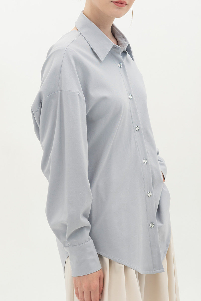 Backless Shirt In Light Slate Grey