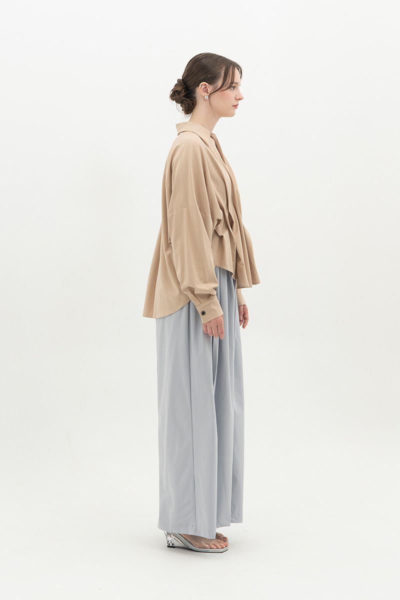 Pleated Shirt In Beige
