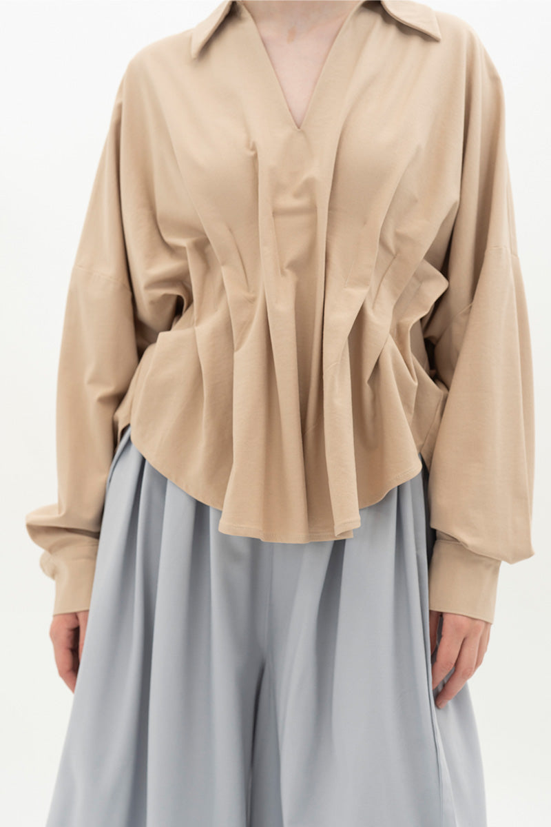 Pleated Shirt In Beige