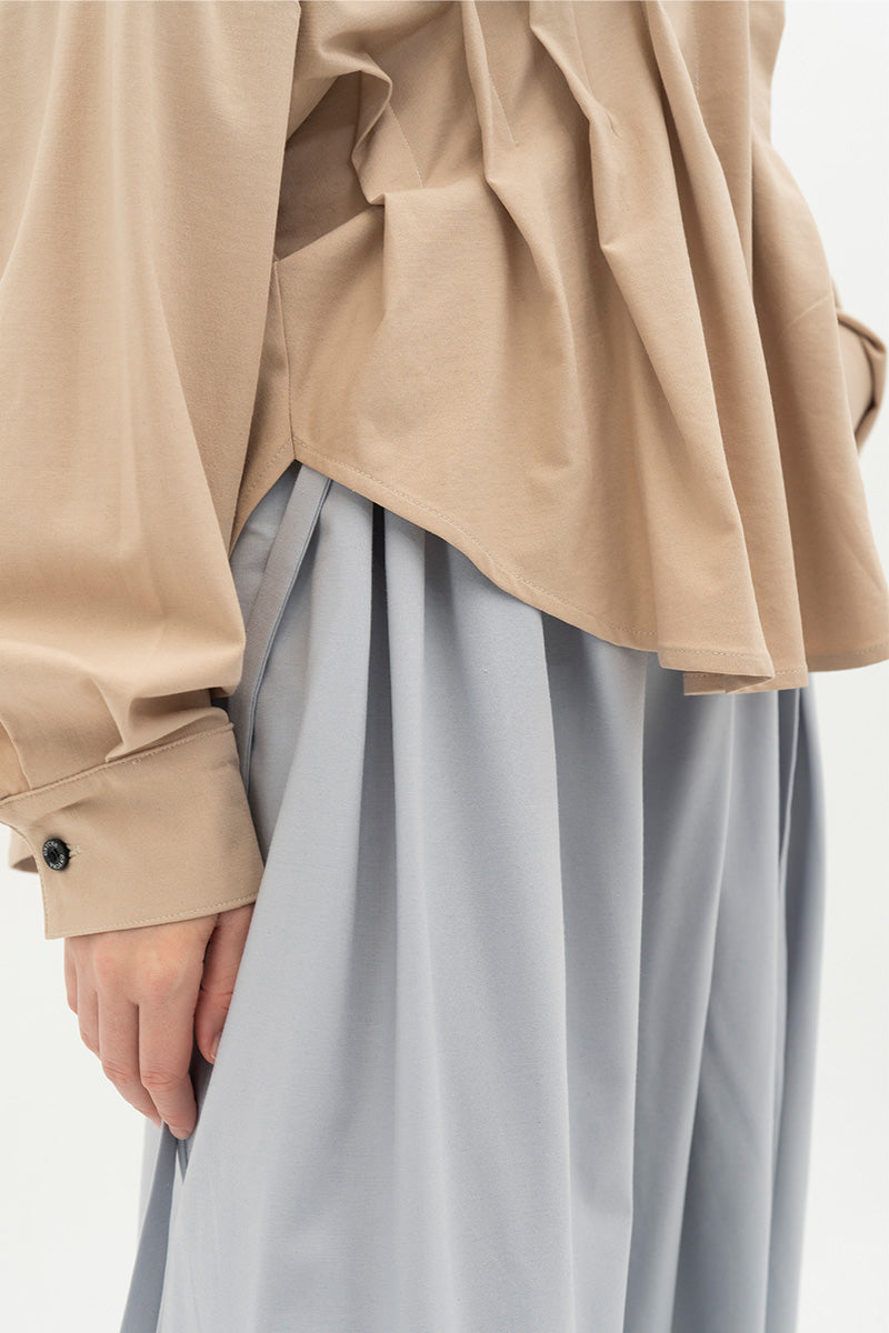 Pleated Shirt In Beige