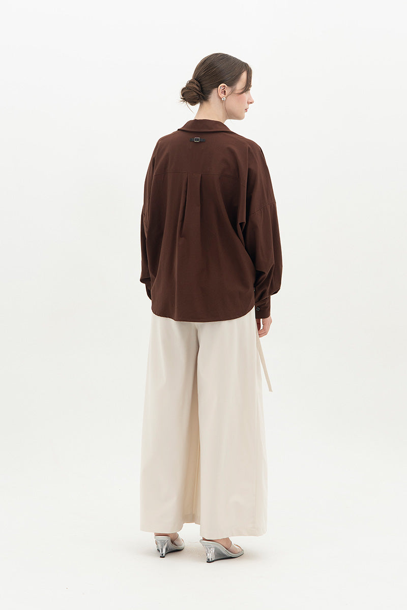 Pleated Shirt In Chocolate Brown