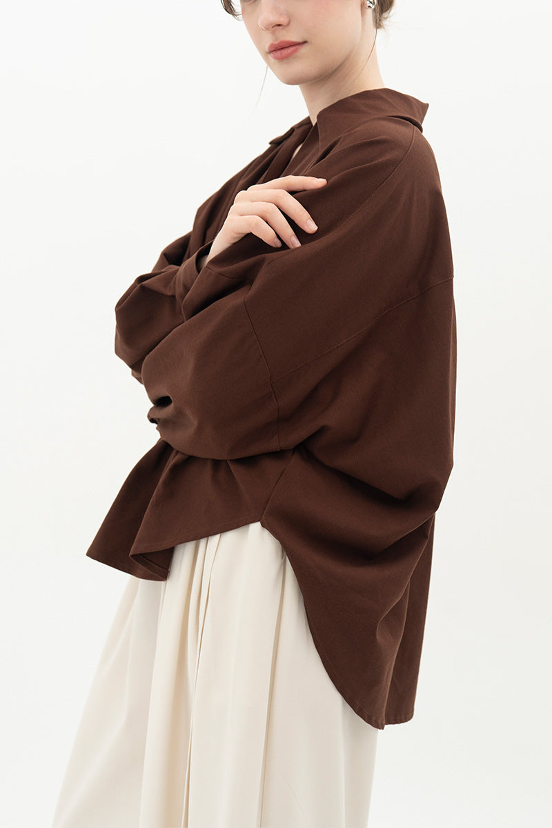 Pleated Shirt In Chocolate Brown