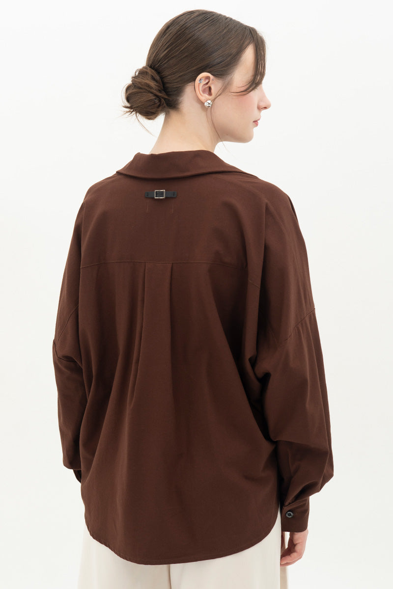 Pleated Shirt In Chocolate Brown