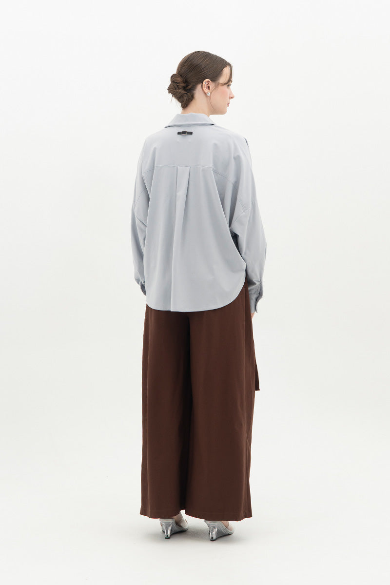 Pleated Shirt In Light Slate Grey