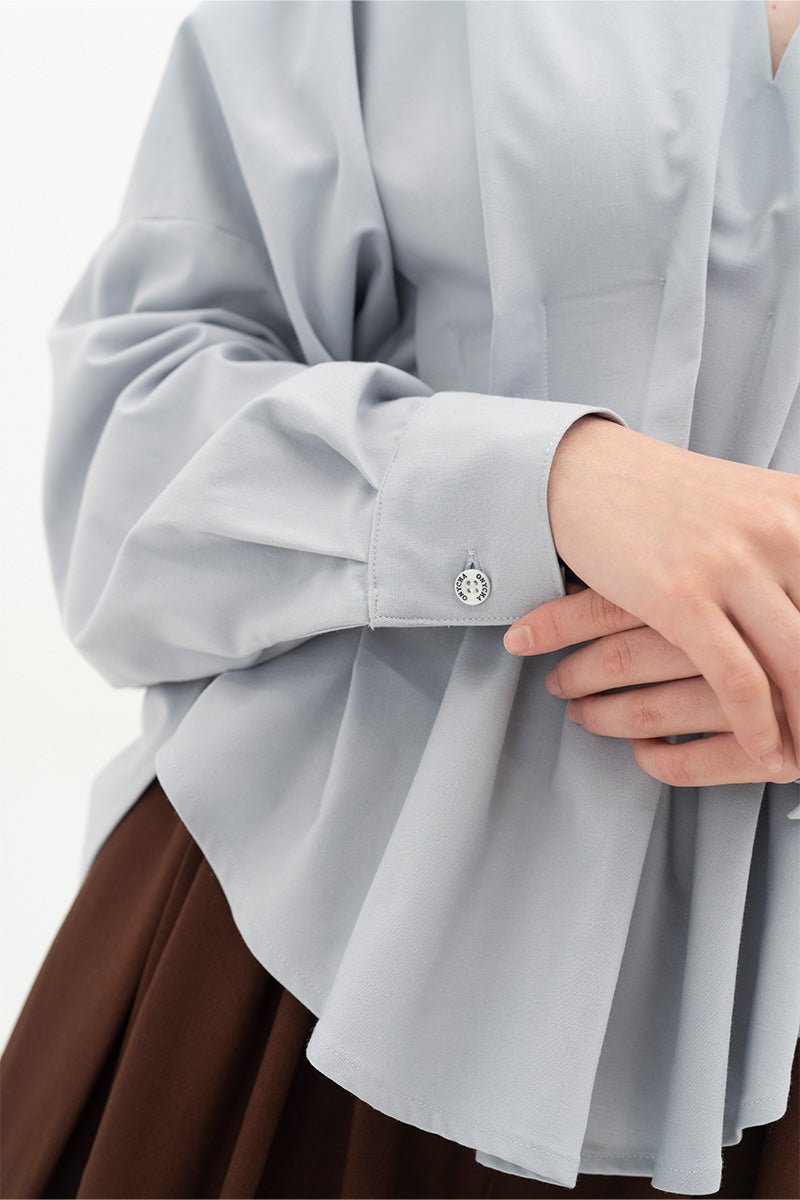Pleated Shirt In Light Slate Grey