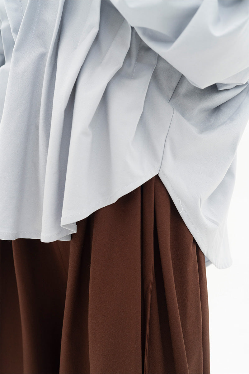 Pleated Shirt In Light Slate Grey