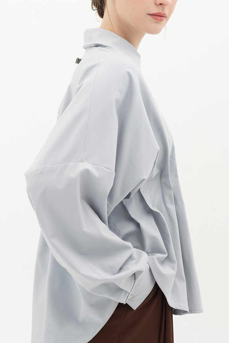 Pleated Shirt In Light Slate Grey