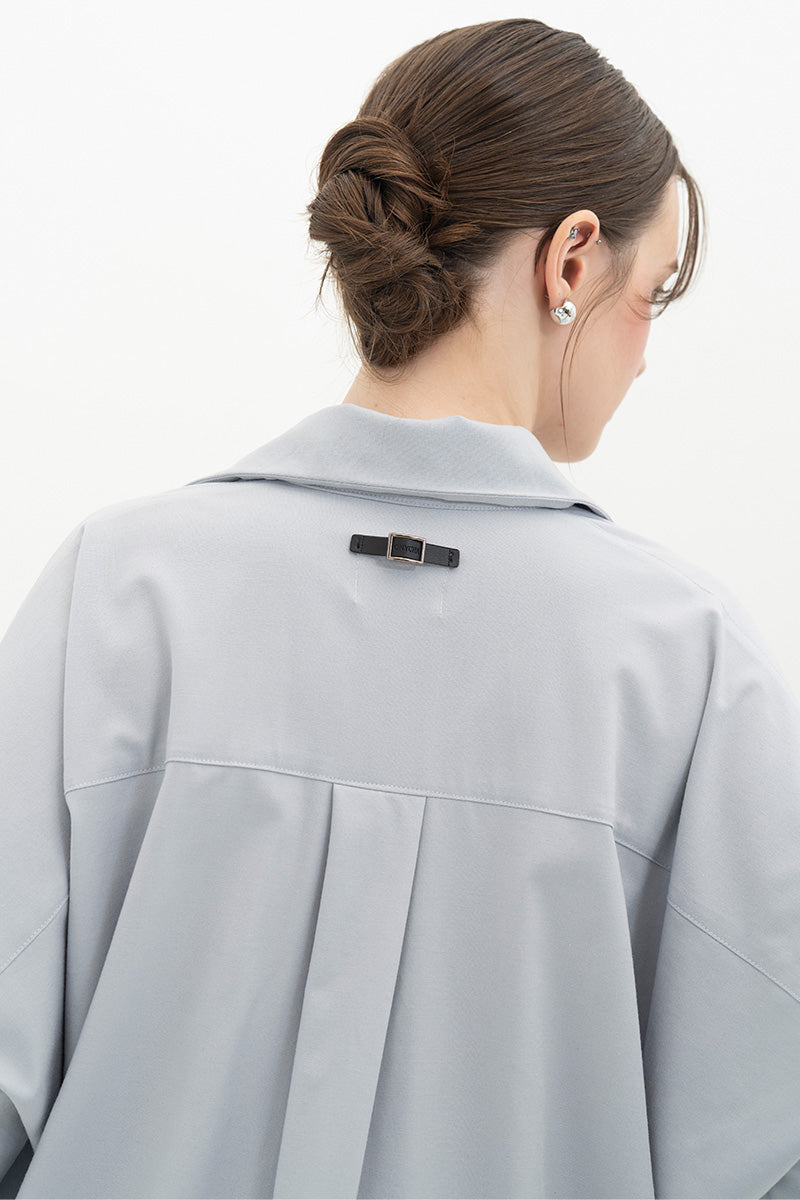 Pleated Shirt In Light Slate Grey