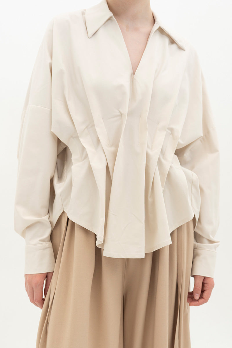 Pleated Shirt In Off White