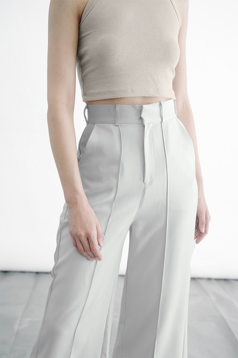 Zipper Back Pants In Light Grey