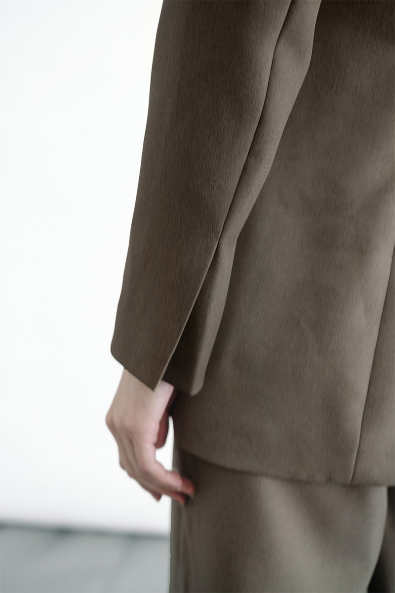 Zipper Oversized Blazer In Dark Khaki